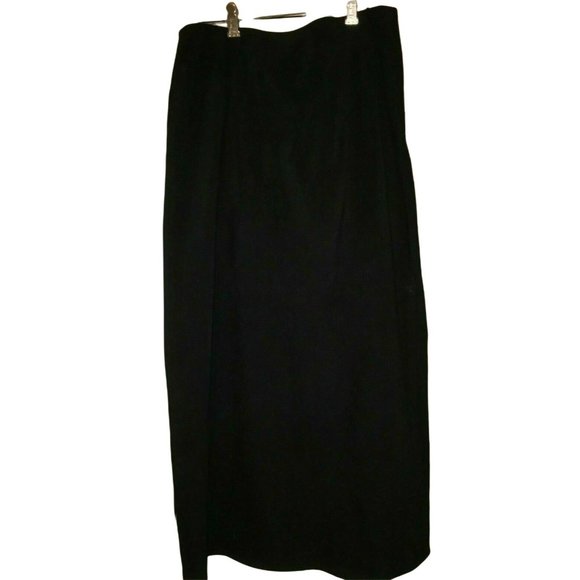 Black TALBOTS 8P Petite 8 Wrap Faux Suede Super Soft Pencil Lined Straight Skirt - Picture 4 of 4